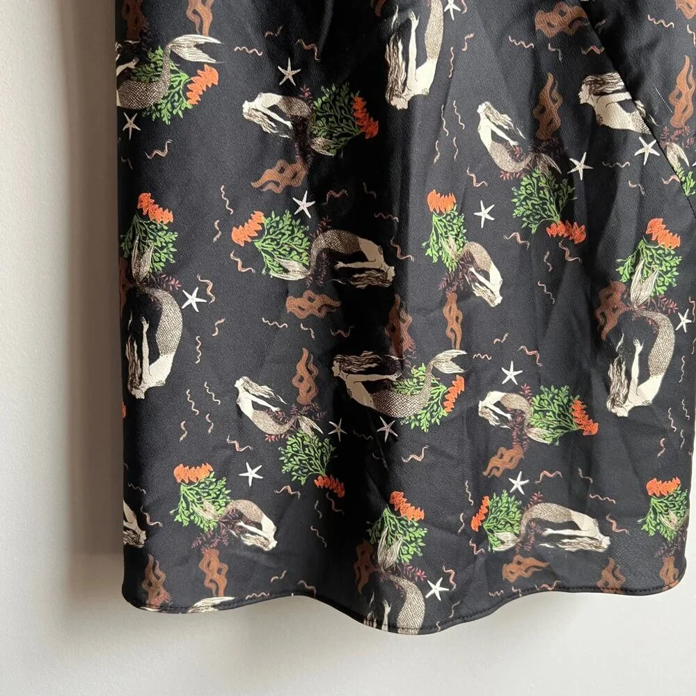 ZARA Mermaid Black Satin Tie Back Mini Slip Dress Size Medium - Picture 8 of 13